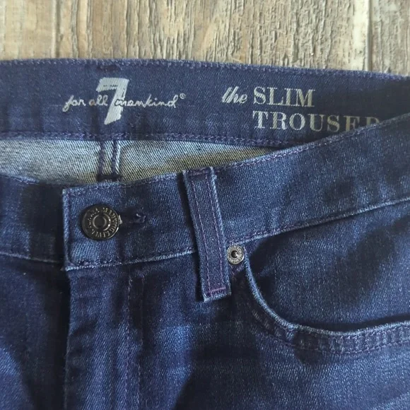 7FAMK Seven For All Mankind "the Slim Trouser" jeans flares sz 28x33.5L like new